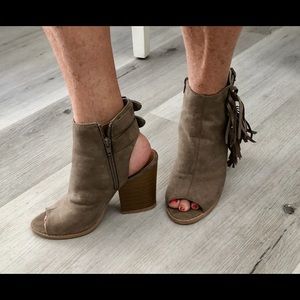 Qupid Women’s Taupe Open Toe Ankle Bootie